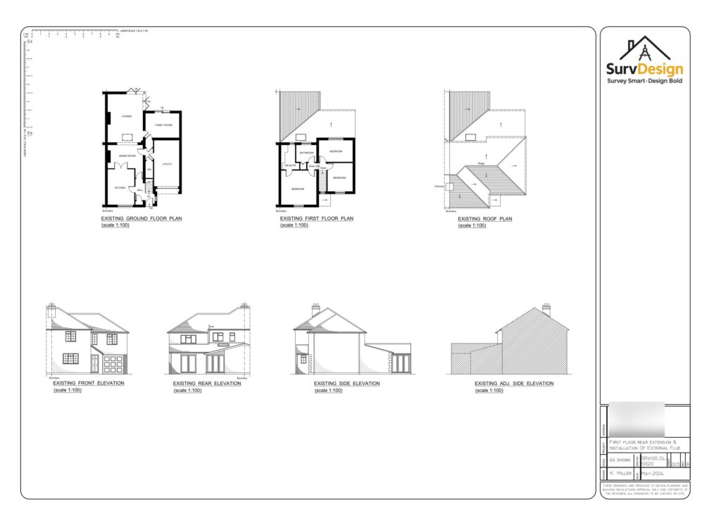 Existing floor plans of a two storey house in Surrey