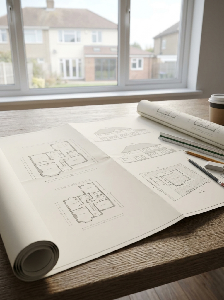 Benfleet Architect planning drawings for a residential extension project