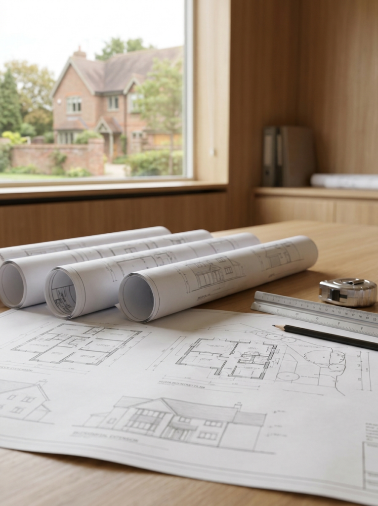 Brentwood Architect planning drawings for a residential extension project