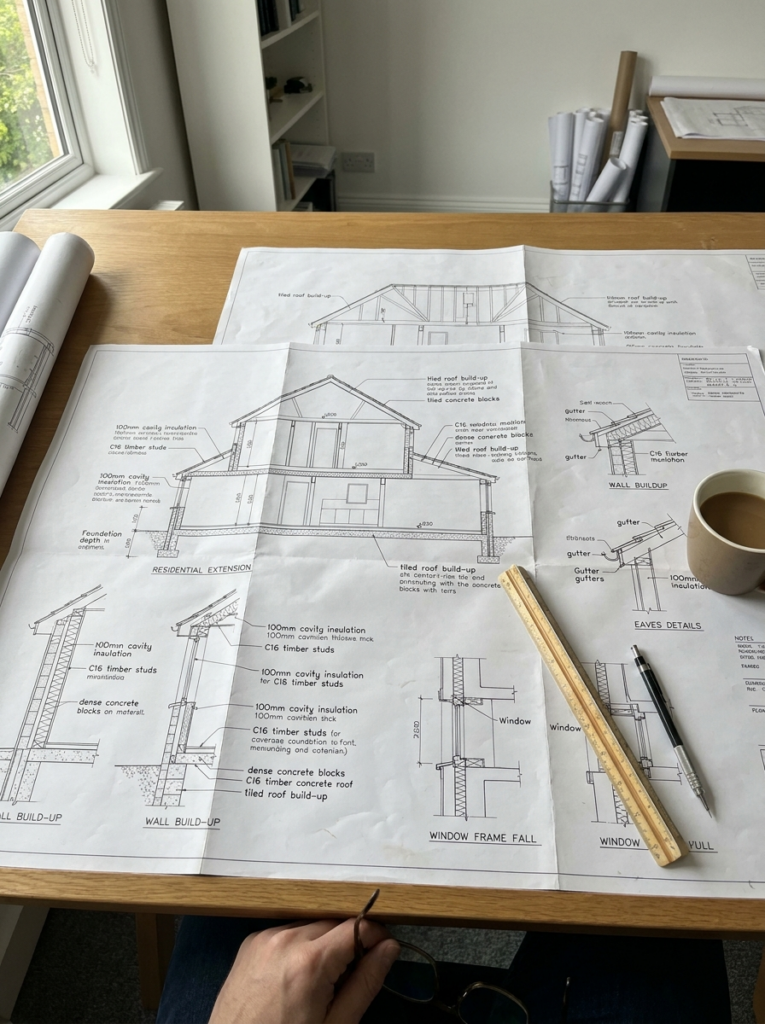 Chelmsford Architect building regulations plans for a home extension