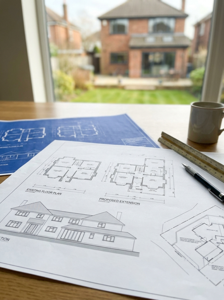 Grays Architect planning drawings for a residential extension project