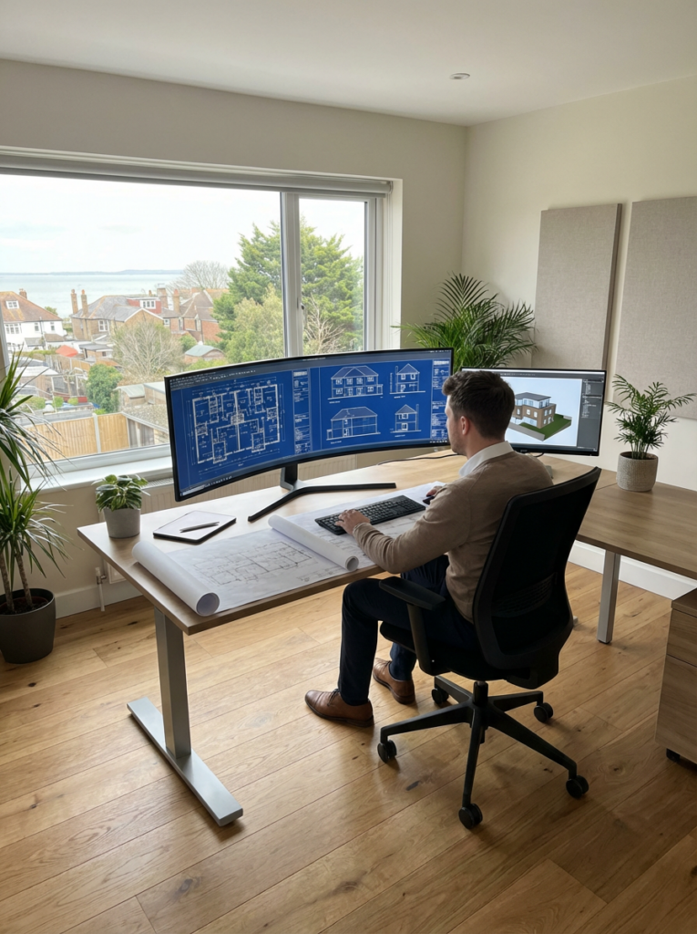 CAD design services in Leigh-on-Sea with professional floor plans and elevation drawings in progress