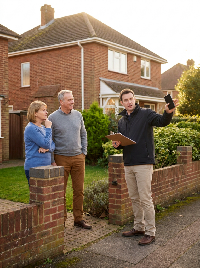 Party Wall surveyor in Colchester discussing Party Wall matters calmly with neighbouring owners.