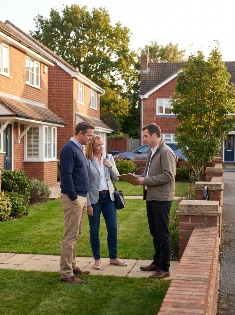 Party Wall surveyor in Rayleigh discussing Party Wall matters calmly with neighbouring owners.
