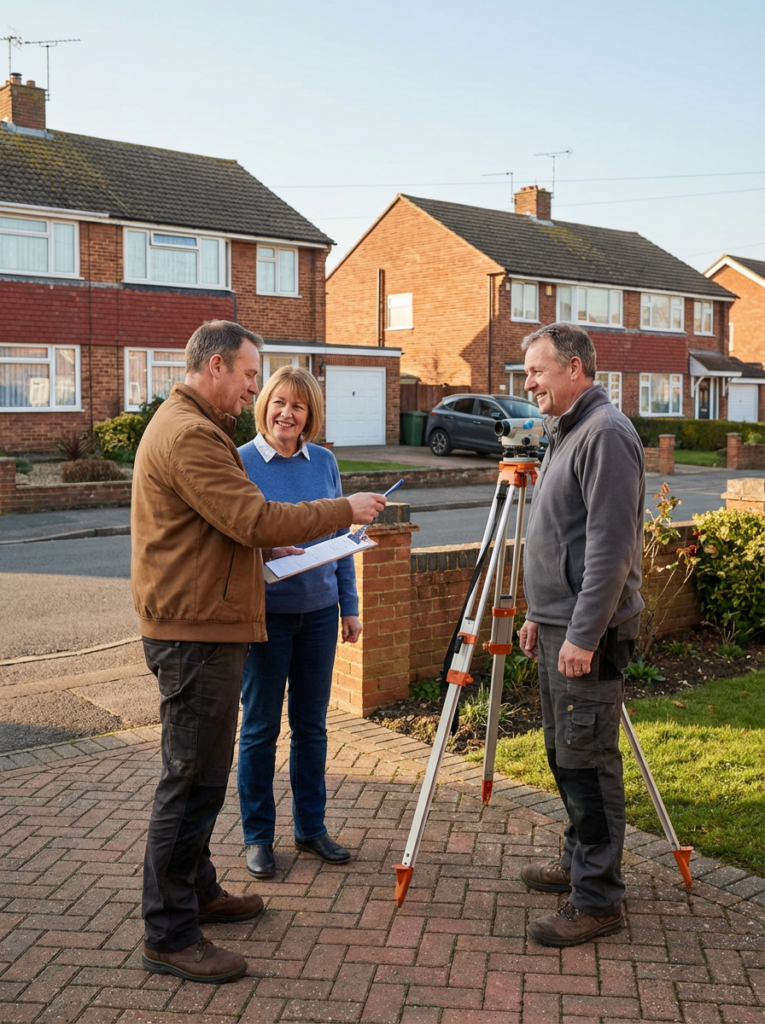 Party Wall surveyor in Stanford-le-Hope discussing Party Wall matters calmly with neighbouring owners.