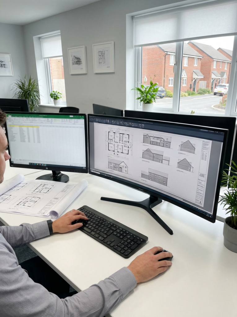 CAD design services in Stanford-le-Hope with professional floor plans and elevation drawings in progress.