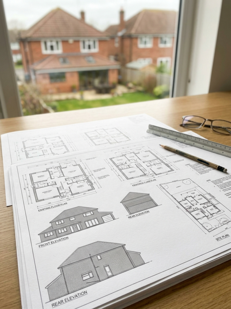 Wickford Architect planning drawings for a residential extension project