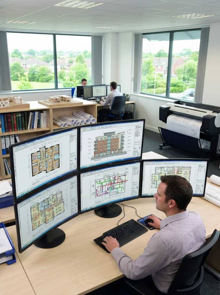 CAD drawing office in Colchester producing fit-out drawings floor plans elevations and service layouts