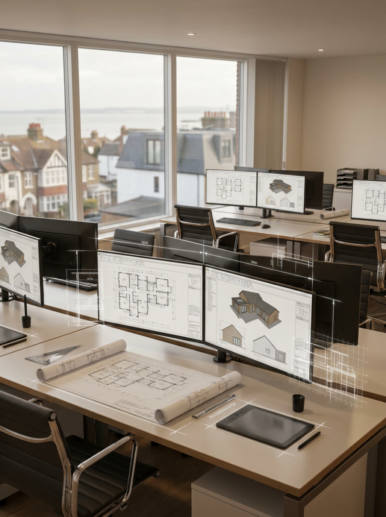 CAD drawing office in Leigh-on-Sea producing fit-out drawings floor plans elevations and service layouts.