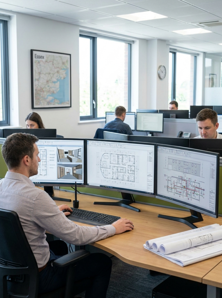 CAD drawing office in Stanford le Hope producing fit-out drawings floor plans elevations and service layouts