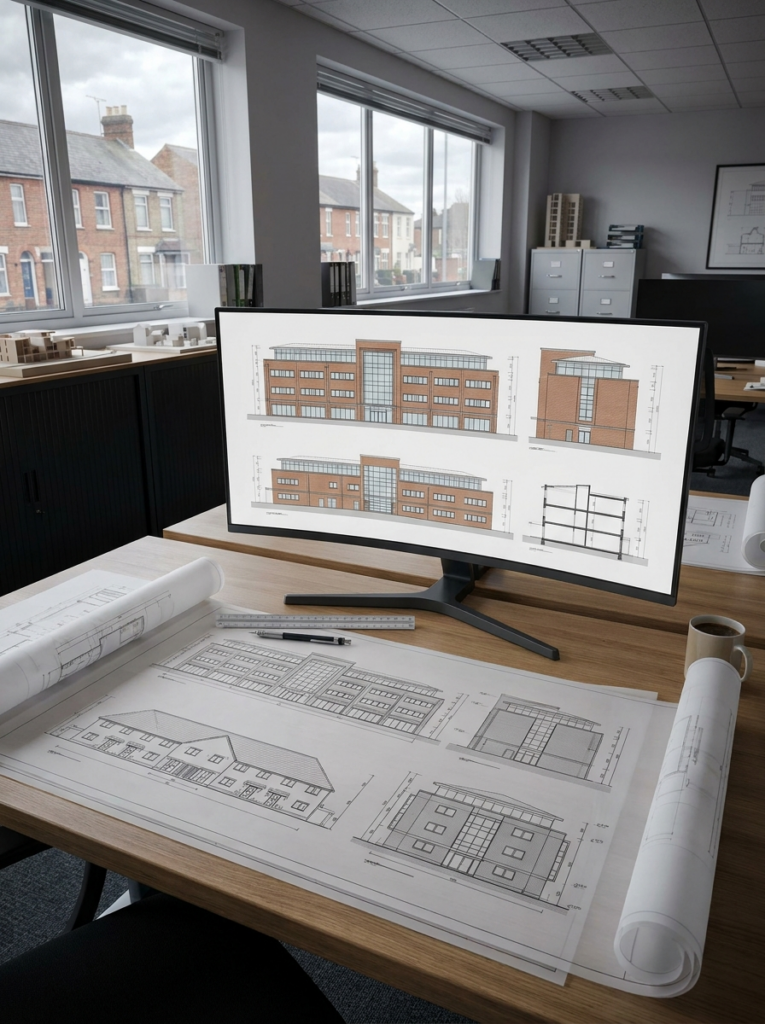 CAD elevation drawings in Basildon showing accurate building elevations and drafting work