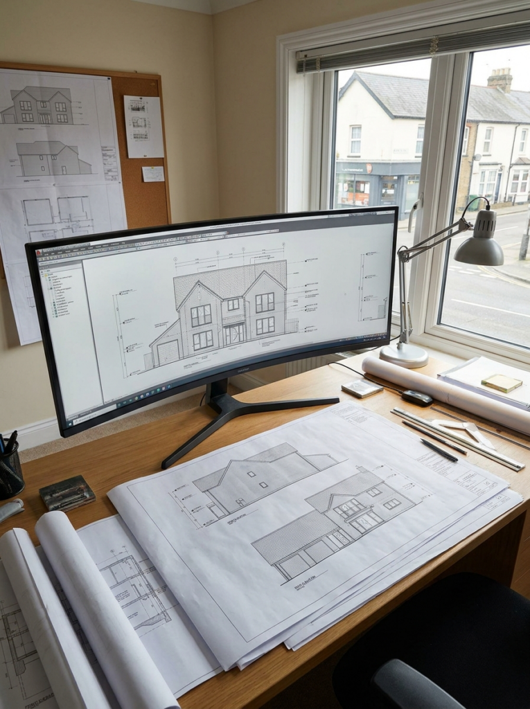 CAD elevation drawings in Brentwood showing accurate building elevations and drafting work.