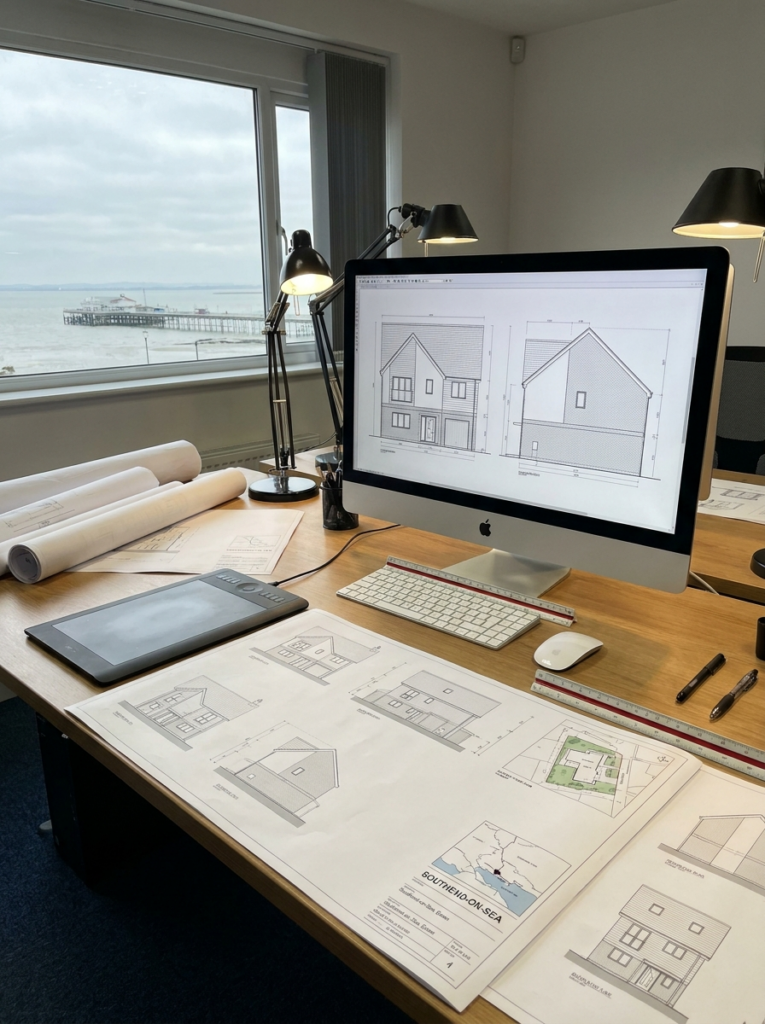 CAD elevation drawings in Southend-on-Sea showing accurate building elevations and drafting work