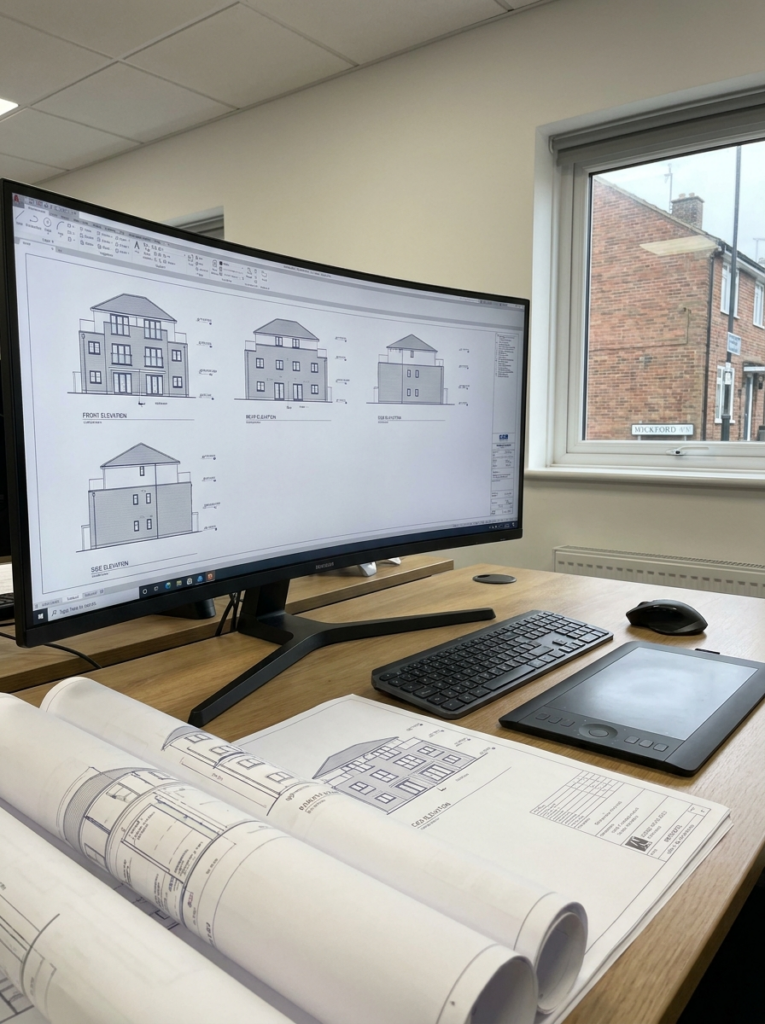 CAD elevation drawings in Wickford showing accurate building elevations and drafting work