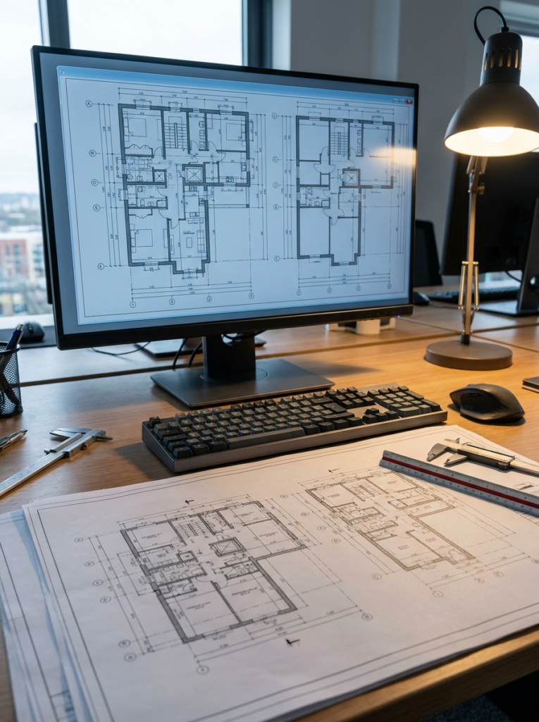 CAD floor plans in Basildon shown as professionally prepared technical property drawings