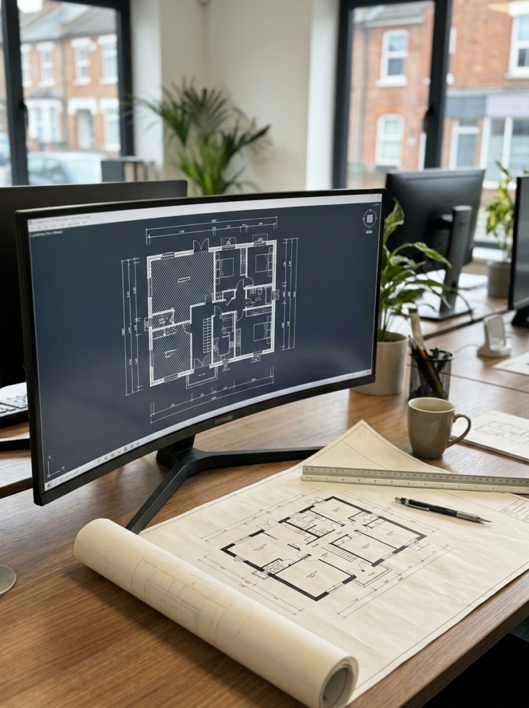 CAD floor plans in Brentwood shown as professionally prepared technical property drawings.