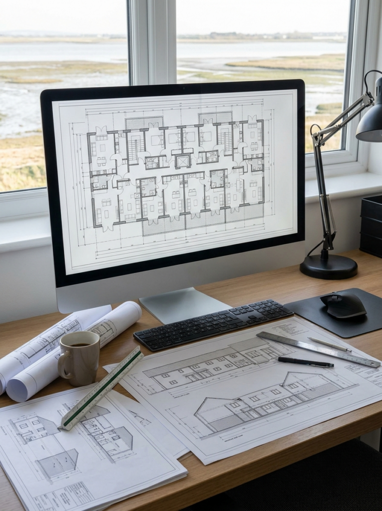 CAD floor plans in Canvey Island shown as professionally prepared technical property drawings