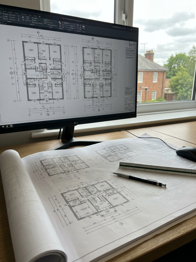 CAD floor plans in Chelmsford shown as professionally prepared technical property drawings