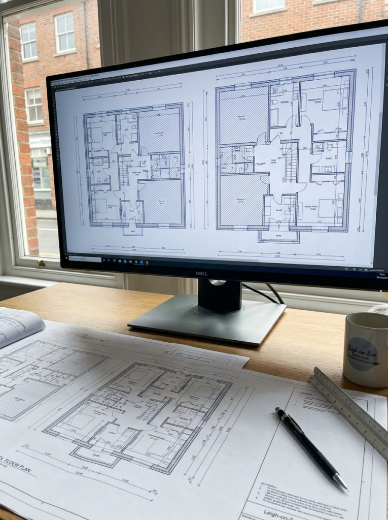 CAD floor plans in Leigh-on-Sea shown as professionally prepared technical property drawings