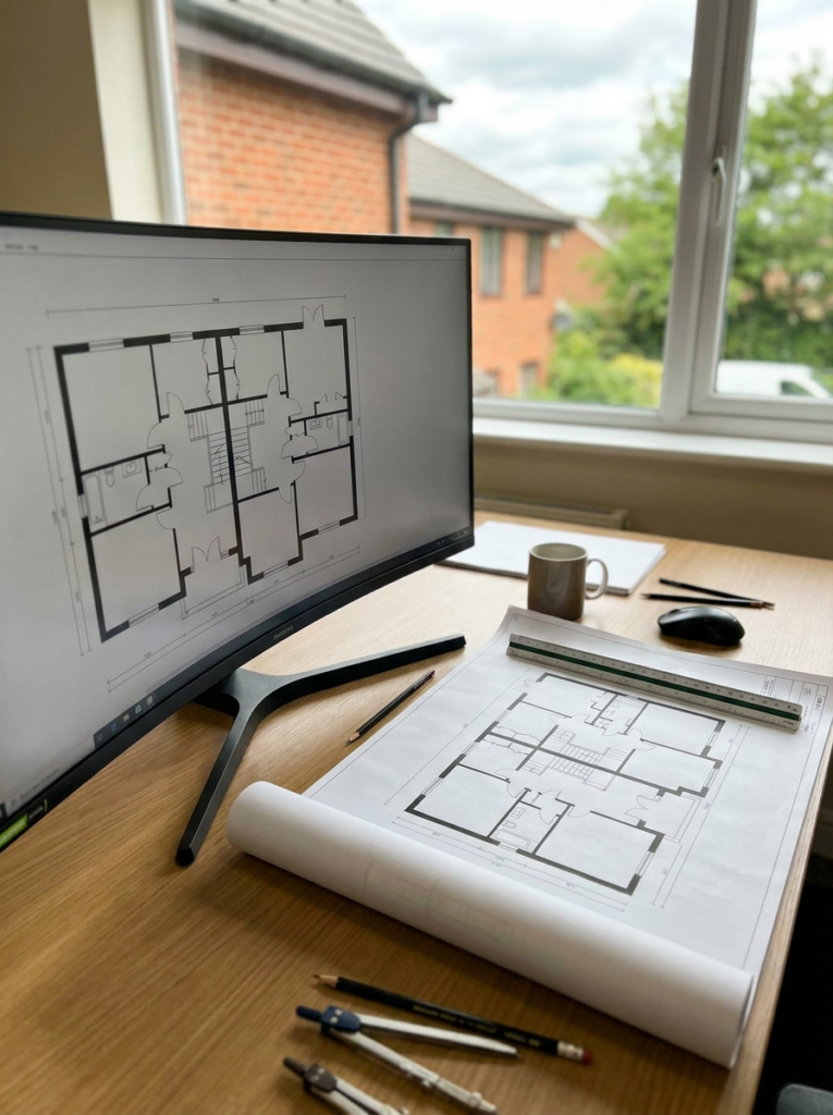 CAD floor plans in Rayleigh shown as professionally prepared technical property drawings