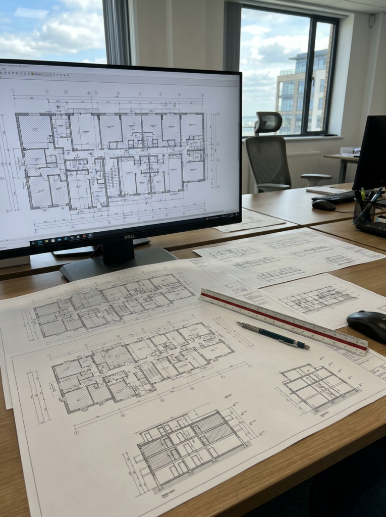 CAD floor plans in Southend-on-Sea shown as professionally prepared technical property drawings