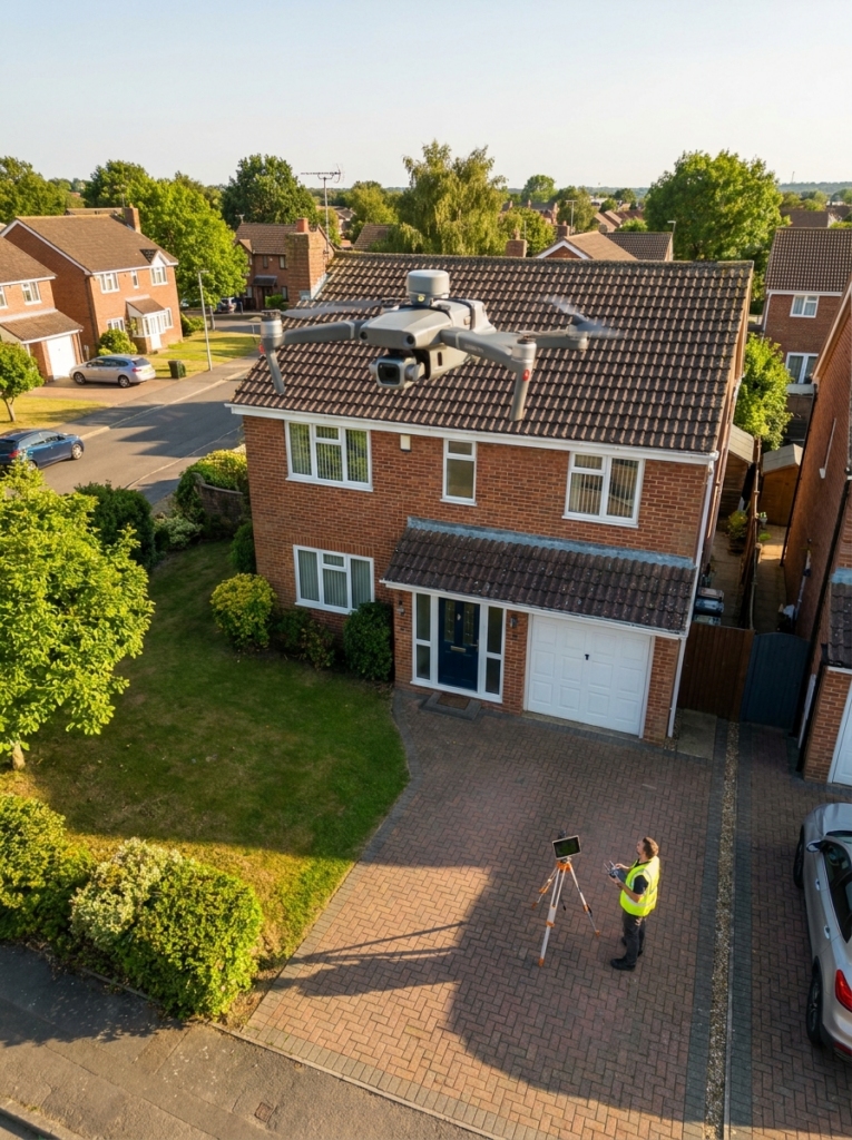 Drone survey in Benfleet capturing accurate property information for Land Registry compliant plans