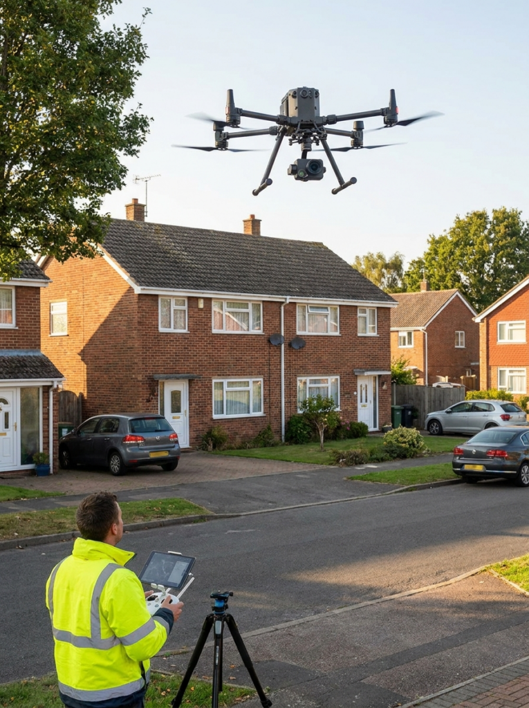 Drone survey in Basildon capturing accurate property information for Land Registry compliant plans