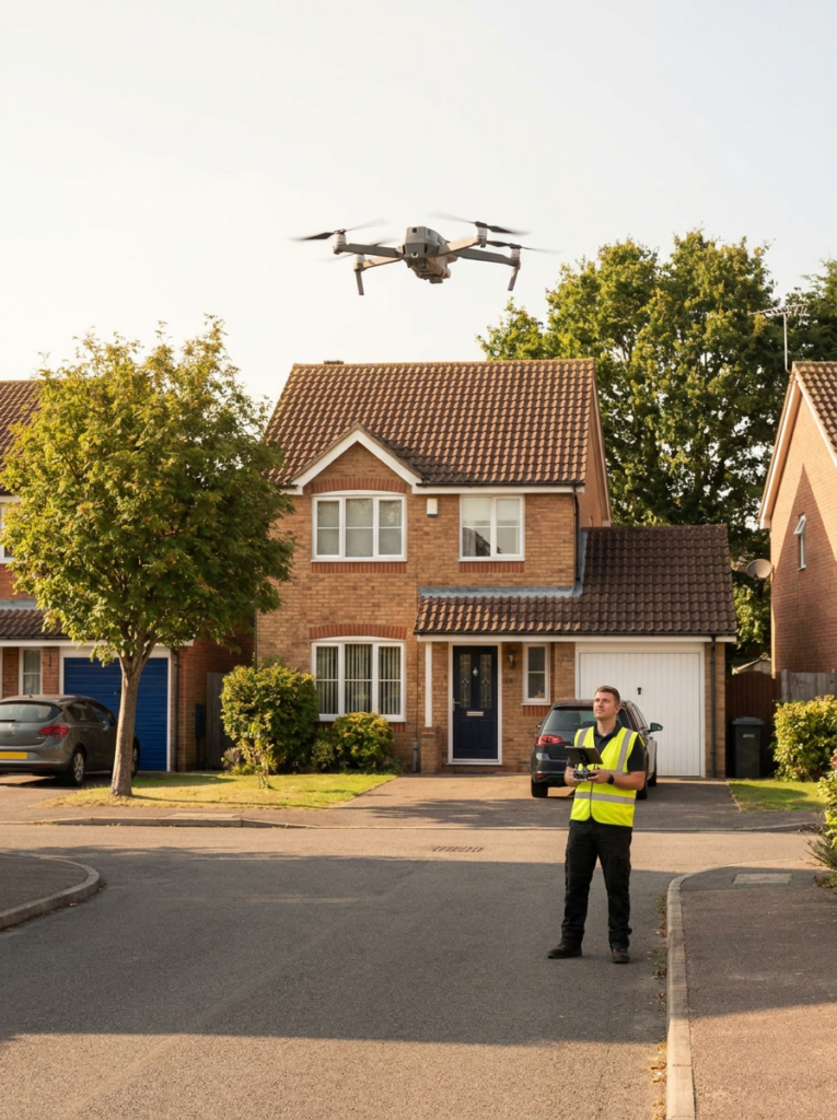 Drone survey in Colchester capturing accurate property information for Land Registry compliant plans
