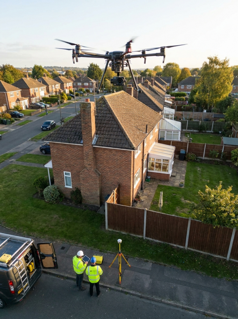 Drone survey in Grays capturing accurate property information for Land Registry compliant plans