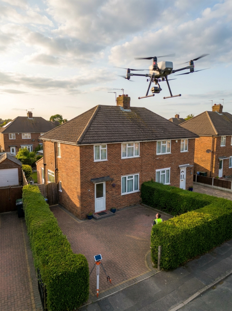 Drone survey in Rayleigh capturing accurate property information for Land Registry compliant plans