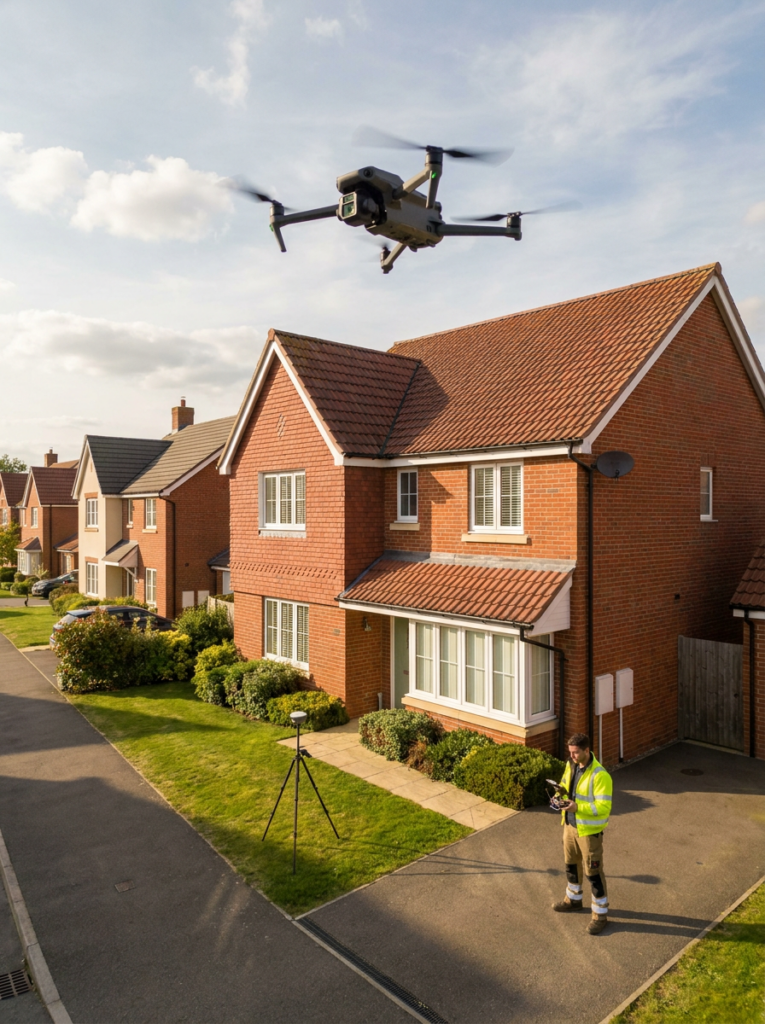 Drone survey in Wickford capturing accurate property information for Land Registry compliant plans