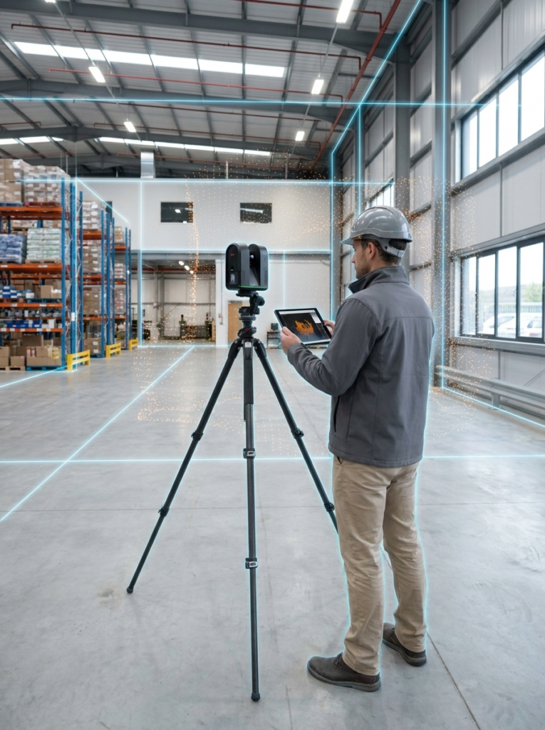LiDAR measured surveys in Benfleet capturing accurate commercial building data for CAD drawings