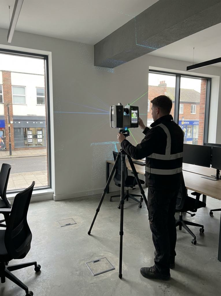 LiDAR measured surveys in Chelmsford capturing accurate commercial building data for CAD drawings