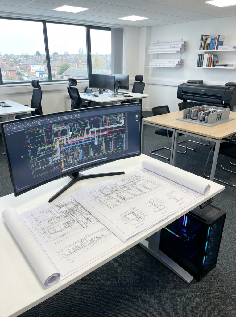MEP drawings in Wickford showing mechanical electrical and plumbing CAD layouts